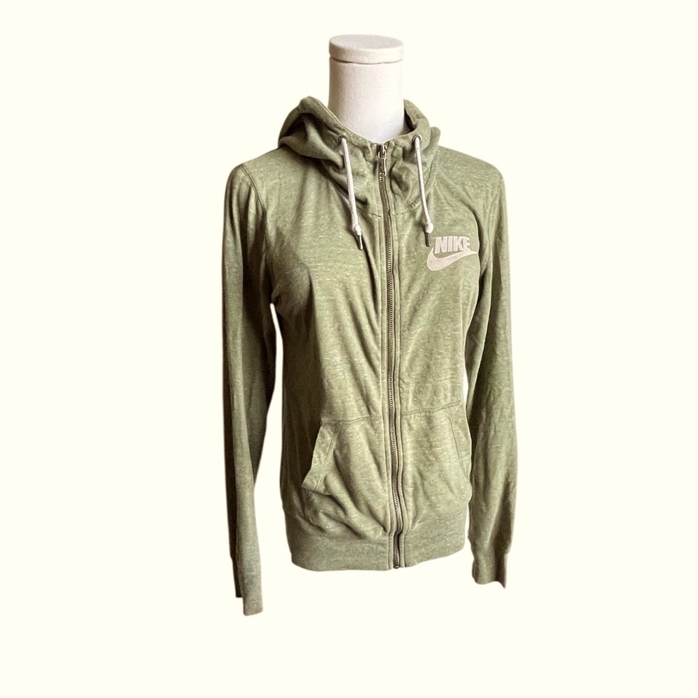 Nike Gym Vintage Full Zip Hoodie Olive‎ Green Lightweight Size Small
